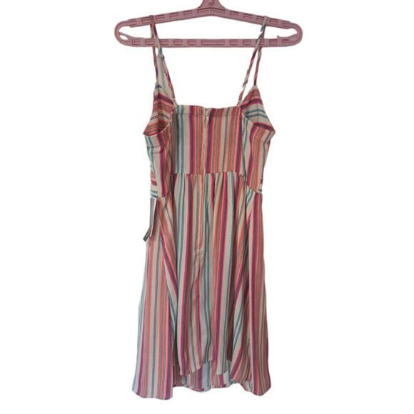 Teeze Me Sleeveless Tie Front Mini Dress Striped‎ Sz 5/6 100% Polyester - Picture 2 of 4